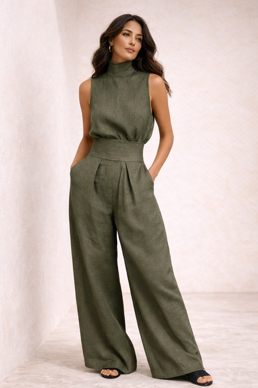 María | Conjunto minimalista con top y pantalón ancho