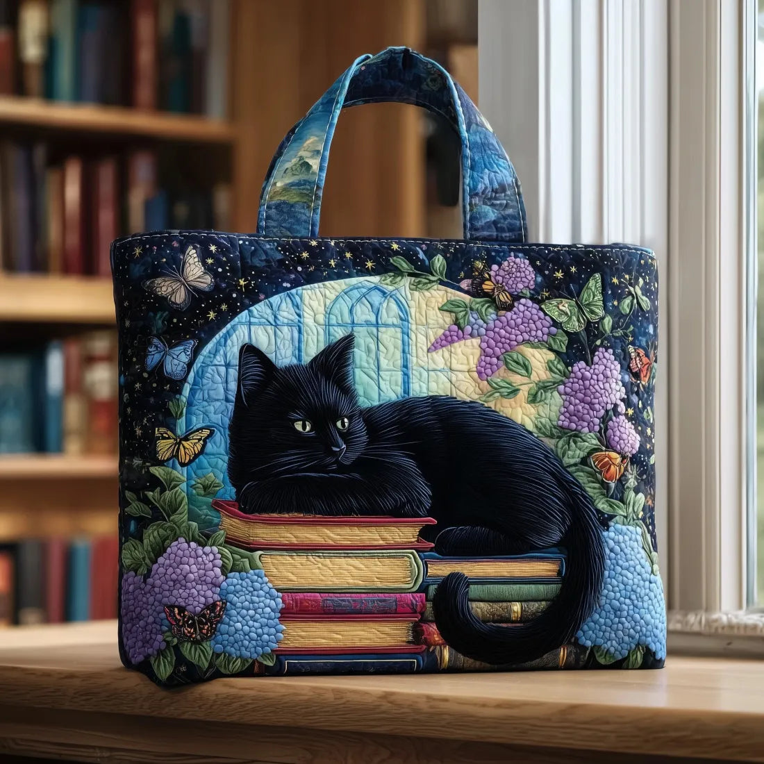 Bolso Artesanal | Gato Negro entre Libros