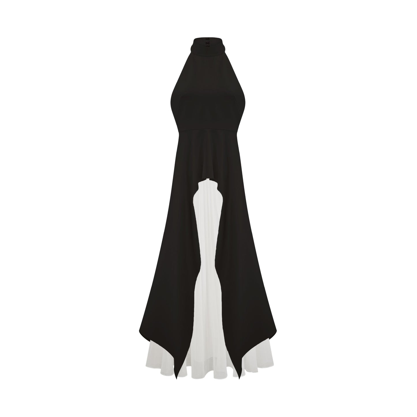 Noir | Vestido halter bicolor de caída fluida