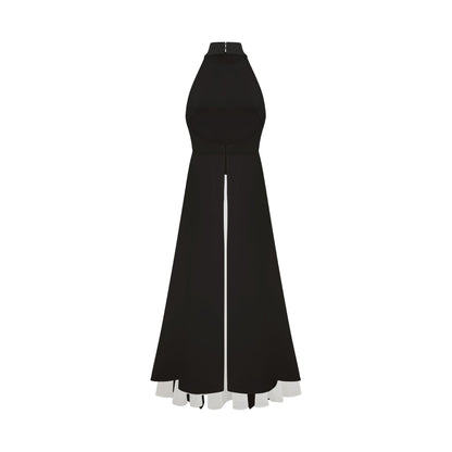 Noir | Vestido halter bicolor de caída fluida