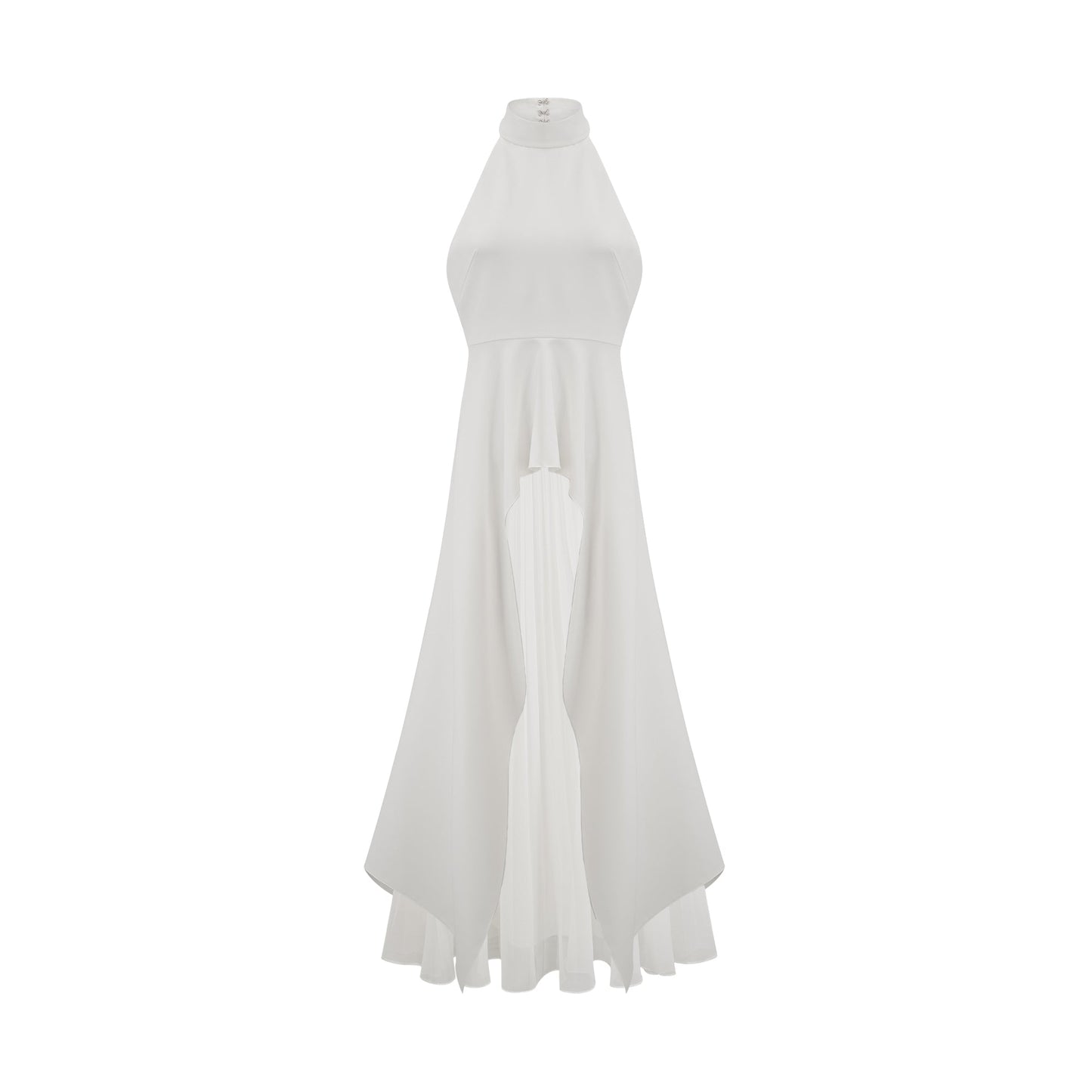 Noir | Vestido halter bicolor de caída fluida