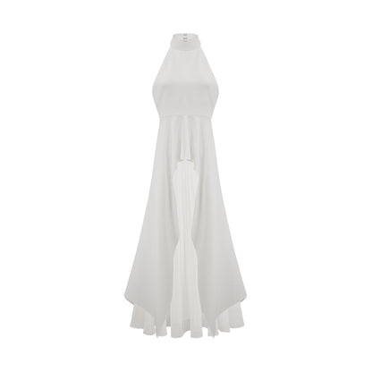 Noir | Vestido halter bicolor de caída fluida