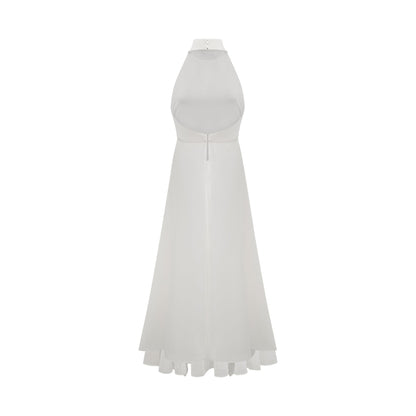 Noir | Vestido halter bicolor de caída fluida