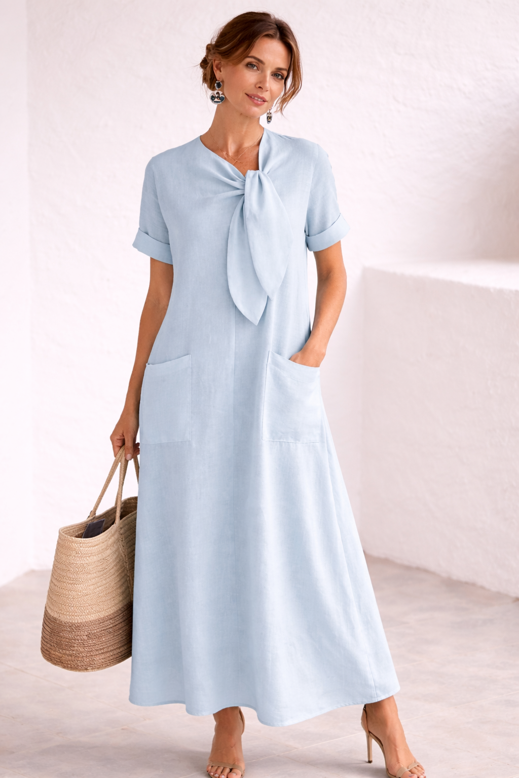 Fleur | Vestido elegante con lazo y bolsillos.