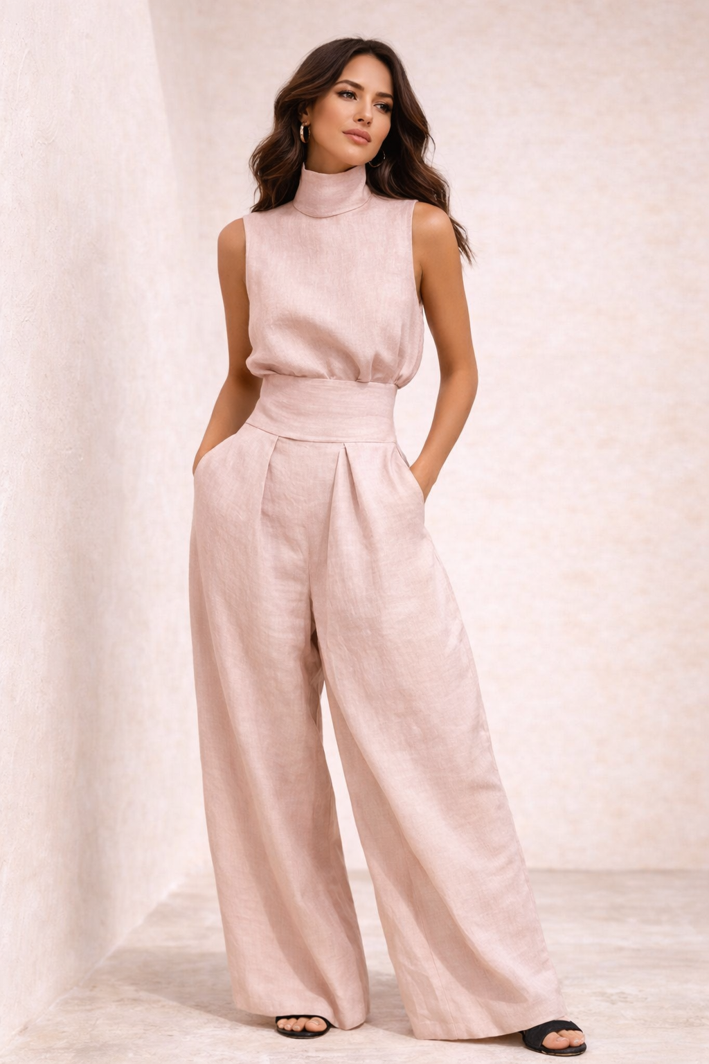 María | Conjunto minimalista con top y pantalón ancho