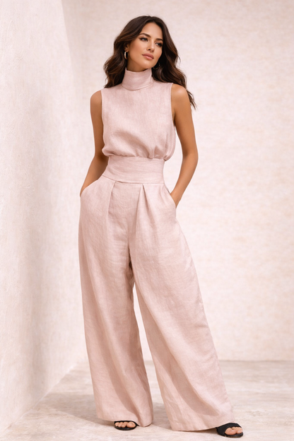 María | Conjunto minimalista con top y pantalón ancho