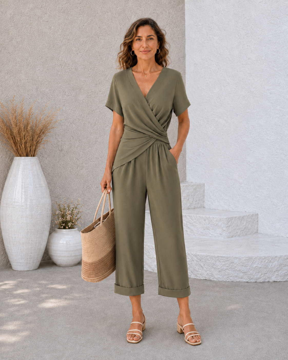 Colleen | Conjunto elegante cruzado de dos piezas.