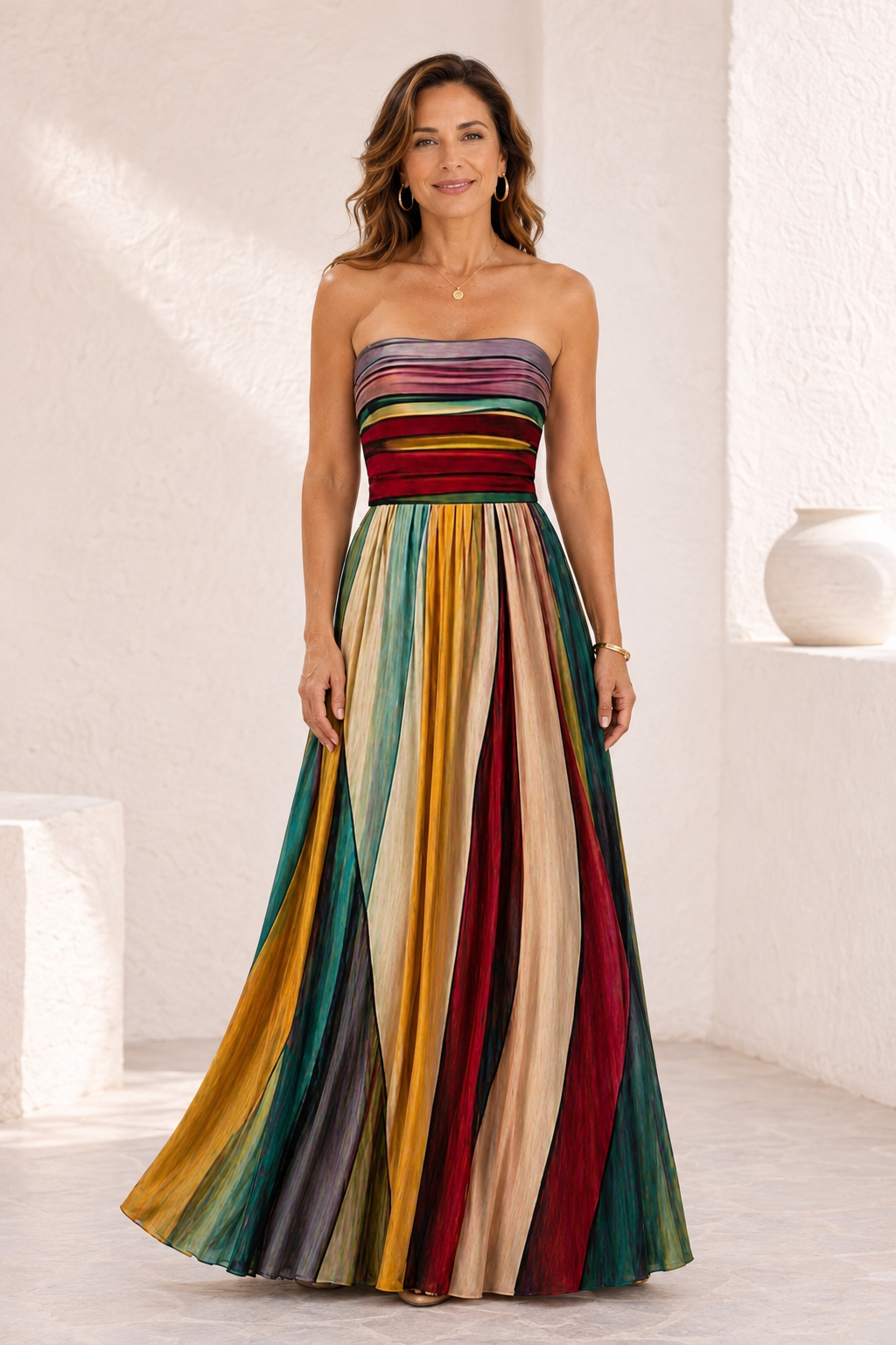 Vera Rome™ | Vestido sin tirantes de corte en A