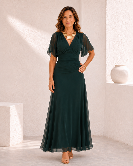 Louise | Vestido largo de ceremonia con escote en V