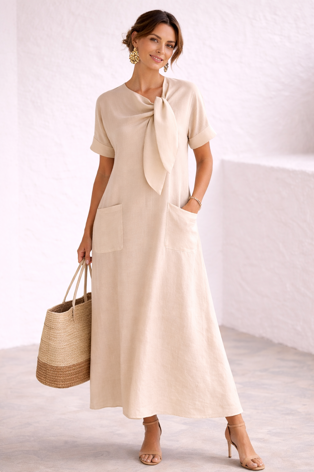 Fleur | Vestido elegante con lazo y bolsillos.