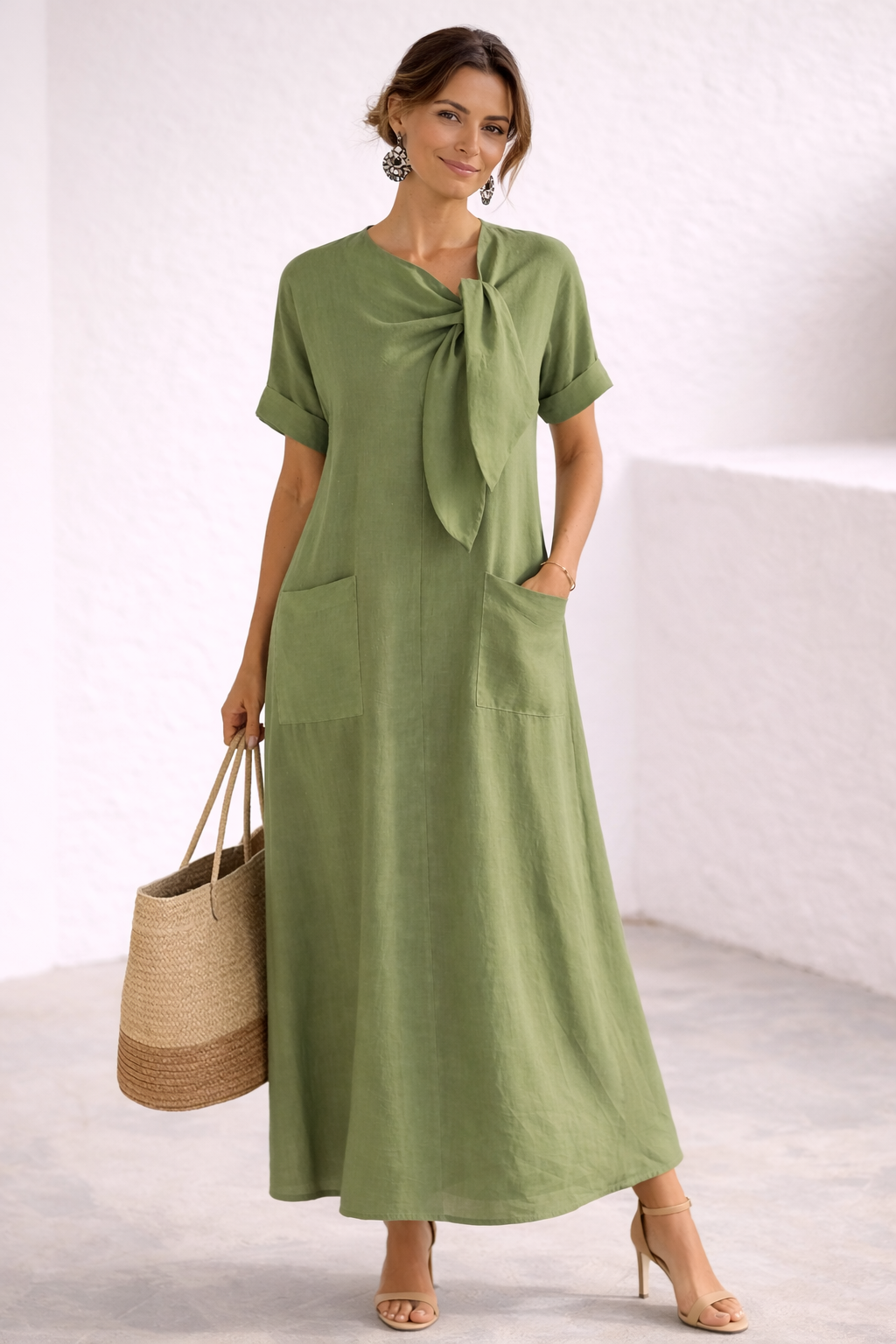 Fleur | Vestido elegante con lazo y bolsillos.