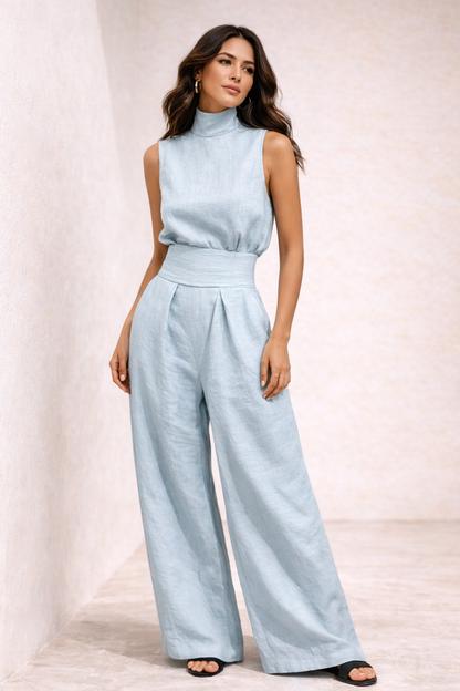 María | Conjunto minimalista con top y pantalón ancho