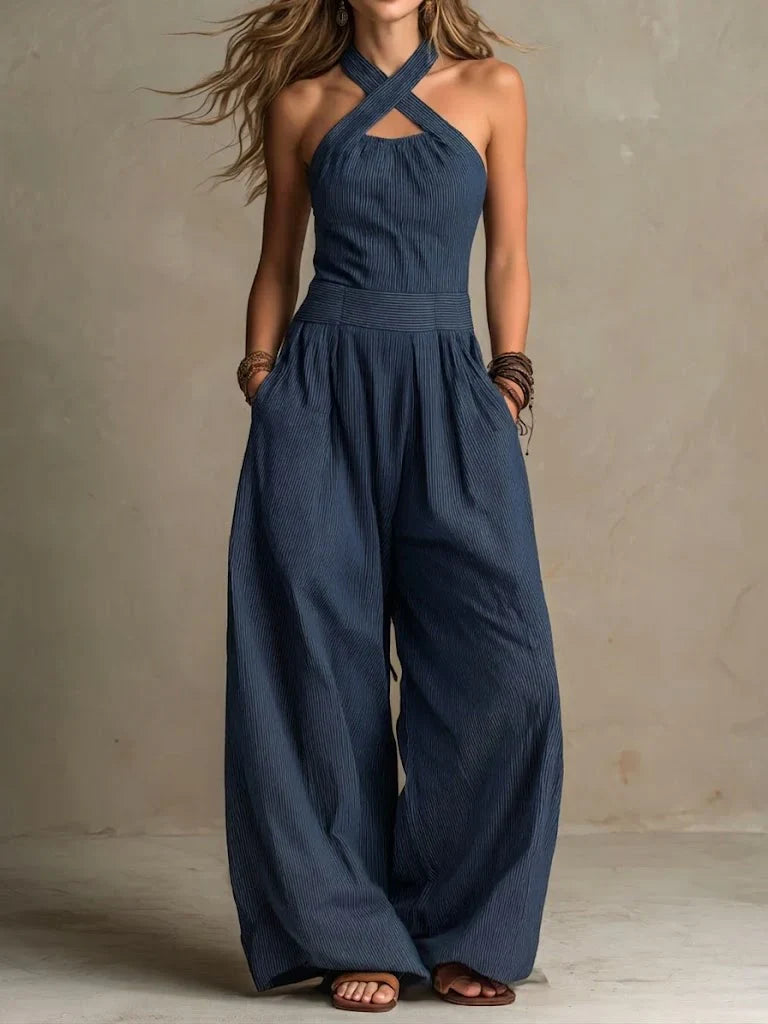 Bianca | Conjunto de lino y algodón con un elegante escote cruzado